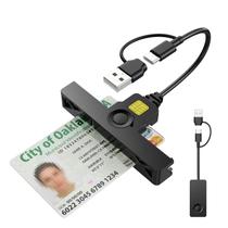 Leitor de cartões CAC Rocketek 2 em 1 USB/tipo C para DOD Military