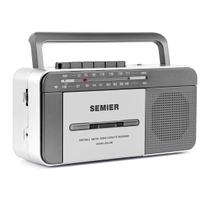 Leitor de cassetes SEMIER Retro Boombox AM/FM Rádio Estéreo