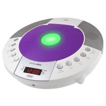 Leitor de CD HANNLOMAX HX-330CD, rádio FM, Bluetooth, despertador, display LED vermelho, porta USB para carregamento e reprodução de MP3, entrada auxiliar, controle remoto incluído, somente operação AC. (Roxo)