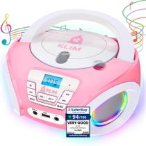 Leitor de CD KLIM Candy Kids Boombox Portátil Rosa