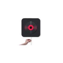 Leitor de CD para montagem na parede, rádio FM, Bluetooth, USB, MP3, preto