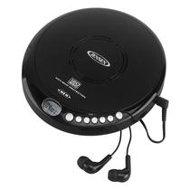Leitor de CD pessoal portátil Jensen Portable CD-120 Leitor de CD compacto antiderrapante de 120 segundos reprodutor de disco de música leve e à prova de choque e fones de ouvido FM Radio Pro Sport para crianças e adultos (preto)