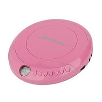 Leitor de CD portátil, antiderrapante, leve - rosa