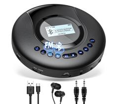 Leitor de CD Portátil ARAFUNA com Bluetooth e Rádio FM - Bateria 2000mAh