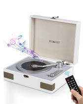 Leitor de CD Portátil BESCOST Retro com Bluetooth e Alto-Falante - Branco