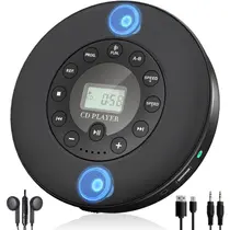Leitor de CD Portátil Bluetooth Lukasa Stereo com Alto-Falante - Preto Leitor de CD Portátil Bluetooth Lukasa Stereo com Alto-Falante - Preto