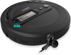 Leitor de CD Portátil Coby com Fones de Ouvido e Rádio FM - Reproduz MP3