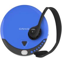 Leitor de CD portátil Craig CD2808-BL com fones de ouvido azul/preto