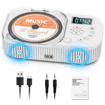 Leitor de CD portátil de 2000 mAh com Bluetooth, CD Boombox portátil para casa/carro com controle remoto, alto-falante duplo, reprodutor de CD recarregável com rádio FM, antiderrapante, suporte AUX/USB, entrada para fone de ouvido