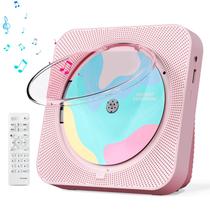 Leitor de CD portátil ENVYCLOUD Bluetooth 5.1 com alto-falantes rosa