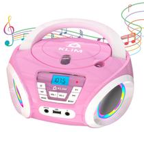 Leitor de CD Portátil KLIM Candy Kids com Rádio FM - Rosa