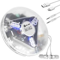Leitor de CD Portátil KLIM Discman com Fones de Ouvido Brancos