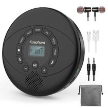 Leitor de CD portátil Kuephom recarregável com alto-falante preto Leitor de CD portátil Kuephom recarregável com alto-falante preto