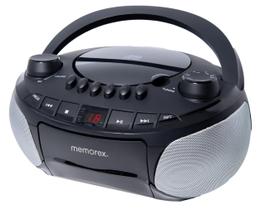 Leitor de CD portátil Memorex AM/FM com cassete preto