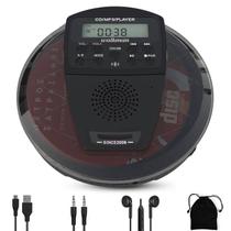 Leitor de CD Portátil ZUNKOM Recarregável com Bluetooth e Alto-Falante