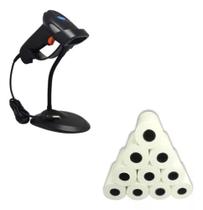 Leitor De Código De Barras Usb + Suporte + 10 Bobinas Leitor De Código De Barras Usb + Suporte + 10 Bobinas