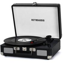 Leitor de discos de vinil RetroAudio Mala Bluetooth de 3 velocidades