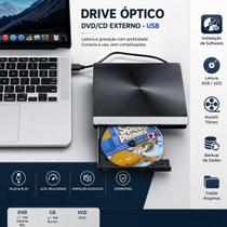 Leitor De DVD Externo USB Para Notebook PC Compacto Portátil Alta Qualidade Presente Natal