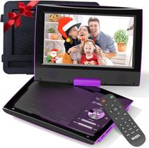 Leitor de DVD Portátil SUNPIN PD969 com Tela HD de 9,5" - Roxo
