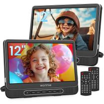 Leitor de DVD Portátil WONNIE - 12" Dupla Tela com Bateria de 5 Horas