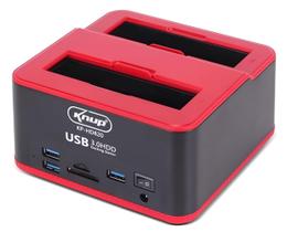 Leitor de HD Externo Dock Station 2 TB SATA 2.5" / 3.5" Base Case Entradas 2 USB 3.0 Leitor de Pendrives Cartão SD e TF - Knup