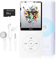 Leitor de MP3 Dyzeryk com Cartão Micro SD de 16GB e Tela de 1,8"