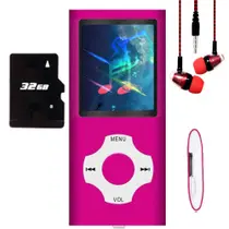 Leitor de MP3 Hotechs com 32GB - Tela LCD de 1,82" e Rádio FM