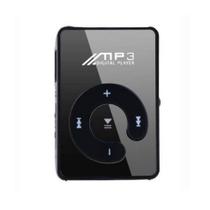 Leitor de MP3 USB Mini FM com suporte para clipes, cartão TF de 8 GB preto