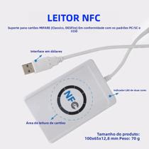Leitor E Gravador De Cartões Inteligentes RFID IC 13.56MHz ACR122U NFC USB S50 Duplicador Sem