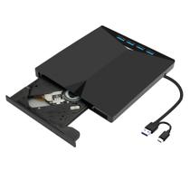 Leitor e Gravador de DVD Externo F3 7 em 1 USB 3.0 com Leitor de Cartão SD e Micro SD DVD-RW