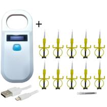 Leitor Portátil + Kit Microchip Animal 2,12/12Mm 10 Unidades