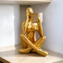 Leitora Estatueta Decorativa Resina Decoração Estátua Mulher