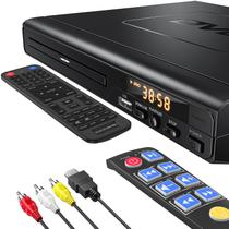 Leitores de DVD para TV com HDMI, reprodutores de DVD que reproduzem todas as regiões, reprodutor de DVD simples para idosos, reprodutor de CD para sistema estéreo doméstico, cabo HDMI e RCA incluído, com controle remoto de botões grandes