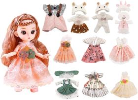 Lembani 10 Conjuntos Mini Princesa Boneca Roupas para 6 polegadas Girl Dolls Party Outfits, Boneca Acessórios Sapatos Colar Colar Coroa Kids Presentes