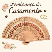 Lembrança de Casamento Leque Japonês de Madeira com Flores