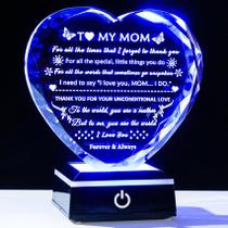 Lembrança de coração de cristal YWHL para minha mãe com base de LED