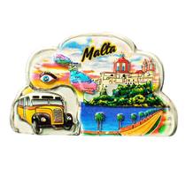 Lembrança decorativa de resina de Malta 3D com ímã de geladeira 8,5 x 5,3 cm Lembrança decorativa de resina de Malta 3D com ímã de geladeira 8,5 x 5,3 cm