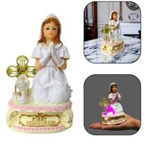 Lembrança Primeira Eucarístia Comunhão Menina com Led Resina 15 cm Lembrança Primeira Eucarístia Comunhão Menina com Led Resina 15 cm
