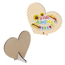 Lembrancinha Coração Festa Junina em MDF Decoração com Girassol, Chapéu e Bandeirinhas Lembrancinha Coração Festa Junina em MDF Decoração com Girassol, Chapéu e Bandeirinhas