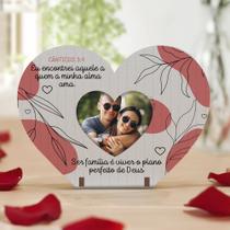 Lembrancinha Coração MDF Mini Porta Retrato Ser Familia è Viver o Plano Perfeito de Deus