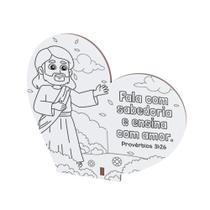 Lembrancinha Coração para Colorir Infantil Escola Volta às Aulas