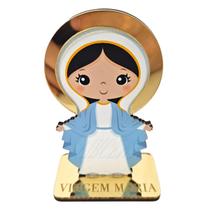 Lembrancinha Decorativa em MDF - Estatueta de Mesa com Base - Virgem Maria
