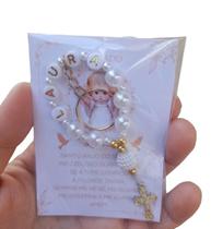 Lembrancinha mini terço chaveiro personalizado, kit com 10, 15, 20, 25, 30, 35 ou 40 unidades lembrancinha para batizado, crisma, maternidade...