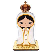 Lembrancinha Nossa Senhora De Fátima - MDF Acrílico Espelhado Dourado - Decoração de Mesa