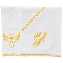 Lembrancinha Toalha Batizado Fralda Paninho de Boca Bebe Batismo Padrinho Madrinha Menina Menino Neutro Kit Bordado