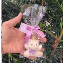 Lembrancinha Urso Chaveiro com Laço lilas 20 pçs
