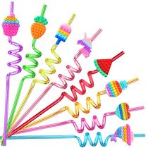 Lembrancinhas de festa de aniversário Pop Fidget Straws AFZMON com escova de limpeza