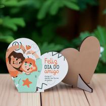 Lembrancinhas MDF Dia do Amigo: Kit 10 Corações com Mensagens de Afeto