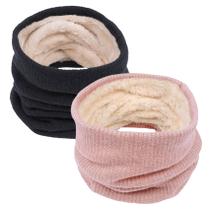Lenço Chalier Infinity de inverno, aquecedor de pescoço de camada dupla, forrado de lã, lenços circulares, presentes (preto+rosa)