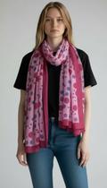 Lenço Chiffon Bolinhas Coloridas 50x150cm Rosa Feminino